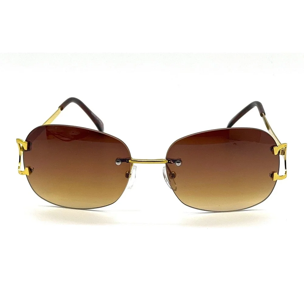 Art Nouveau Luxury 90s Rimless Oval Sunglasses Lightweight Elegant Sophisticated